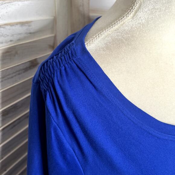 SOFT SURROUNDINGS Women's XL Short Sleeve T Shirt Mini Dress Adj Waist Blue USA - Picture 6 of 13